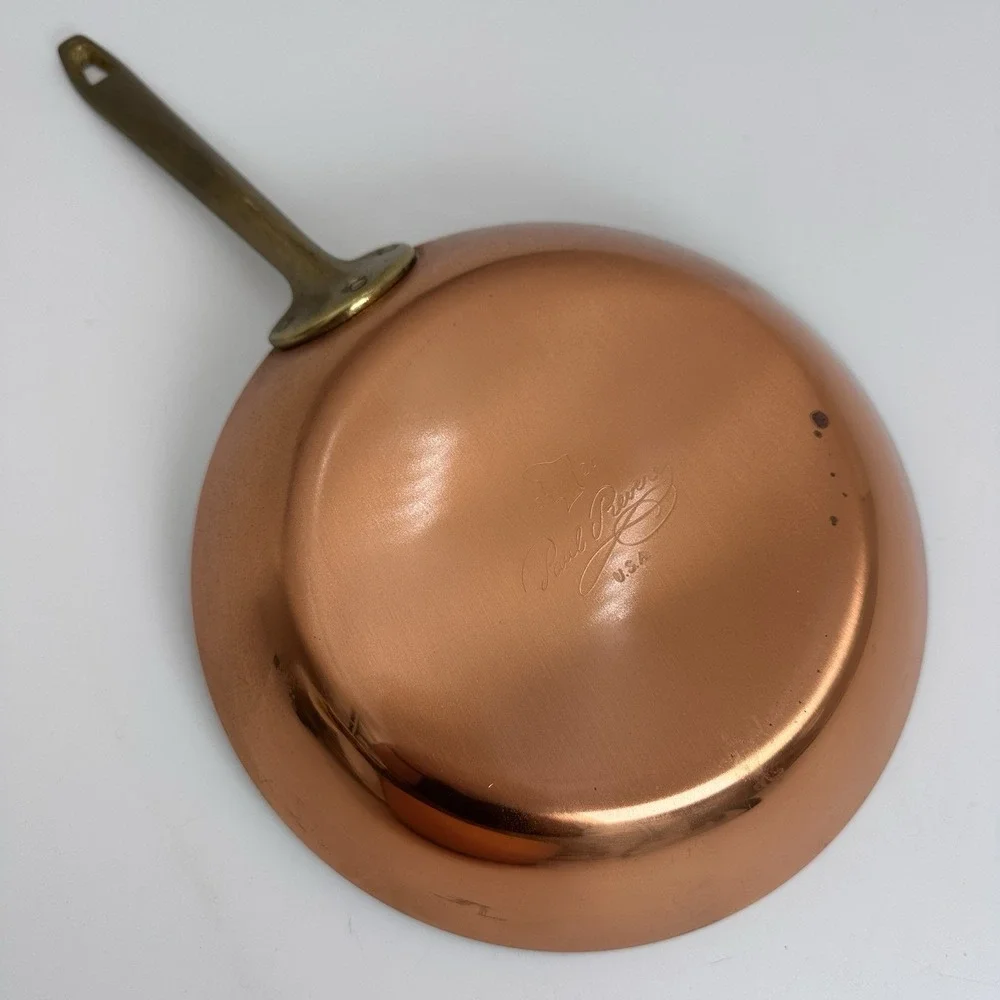 Paul Revere Ware Skillet 8.5 Inch Copper Signature Collection Brass Handle USA
